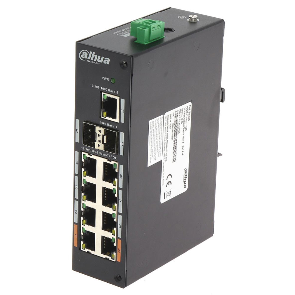 Dahua DH-PFS3211-8GT-120 Switch Poe Industrial 8 POE 1Gbps + 2SFP + 1 Uplink 120w No Admin